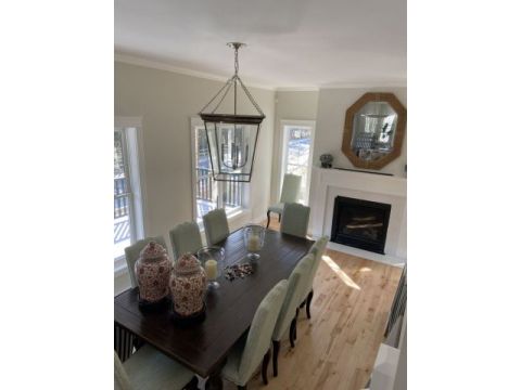 Dining room with propane fireplace 